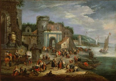 View of a Mediterranean Port by Mathys Schoevaerdts